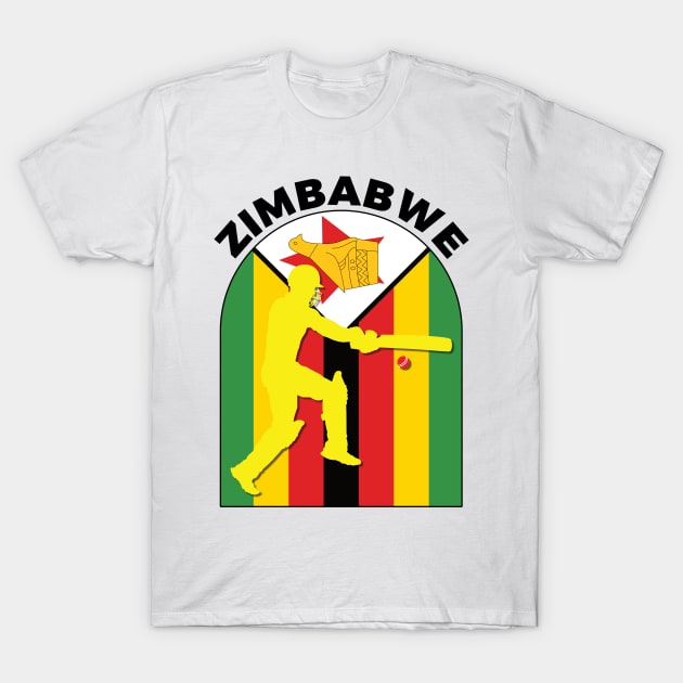 Zimbabwe Cricket Batsman Zimbabwe Flag T-Shirt by DPattonPD